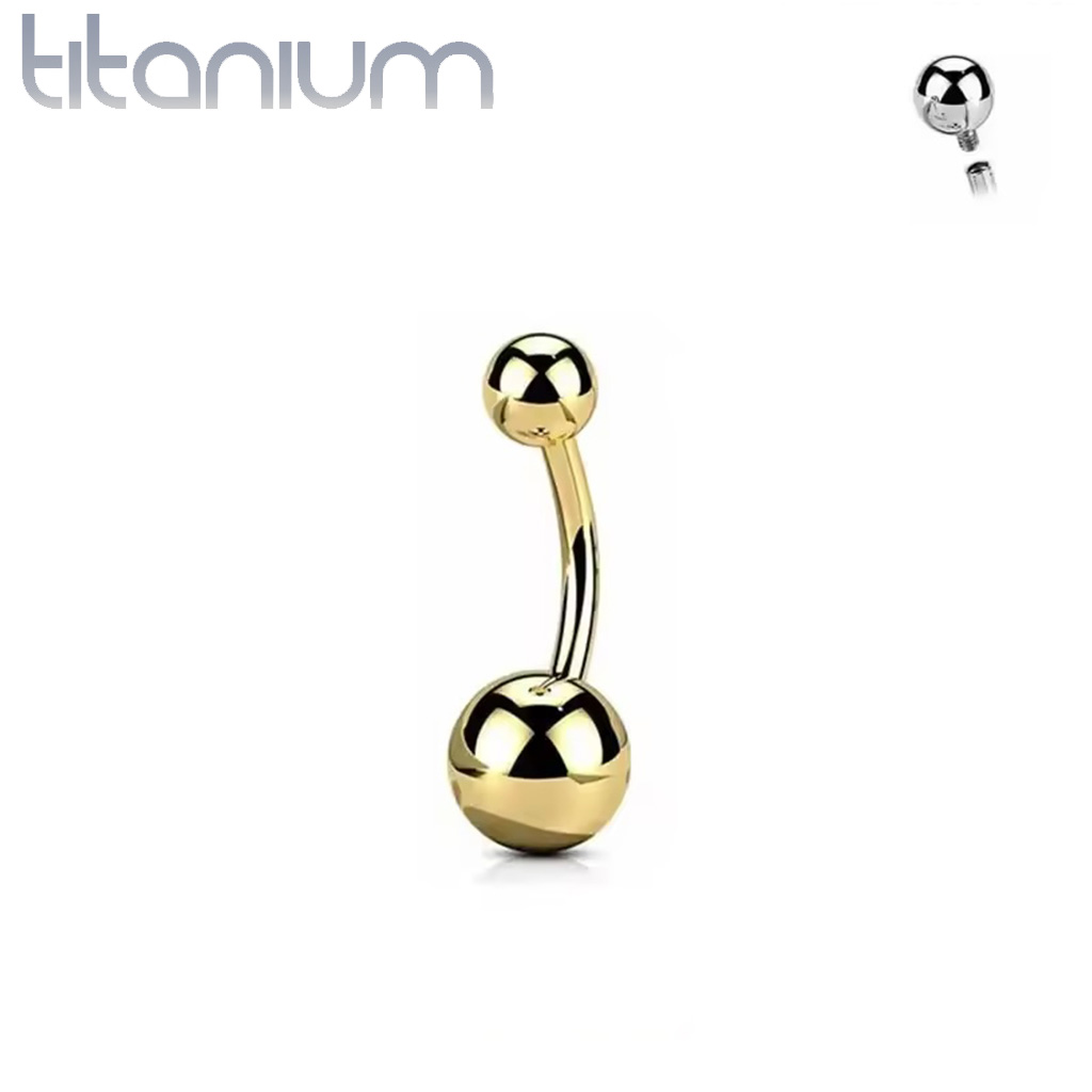 Barbell navel TIN01-GD (Schroef in balletje)