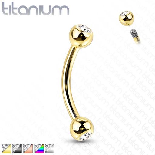[T60-01/8-1.2/3.0/T23CT4-GDC] Barbell met balletjes met kristal steentje, gebogen T23CT4
