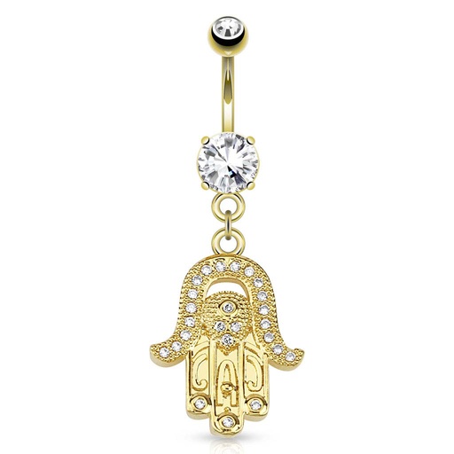 [C75-36/10-1.6/N14802-GDC] Barbell navel GDPN14802 (Hamsa hand)